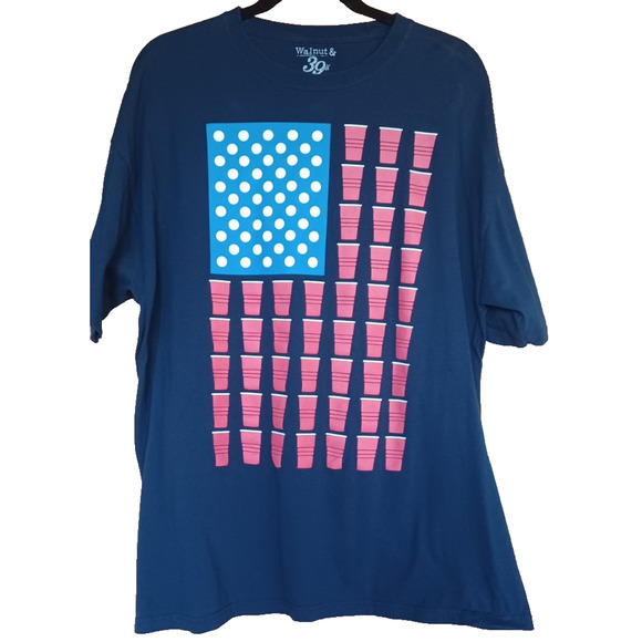 Red White Blue Solo Cup T Shirt Men's XL Patriotic Fourth of July Flag Design - Picture 1 of 6